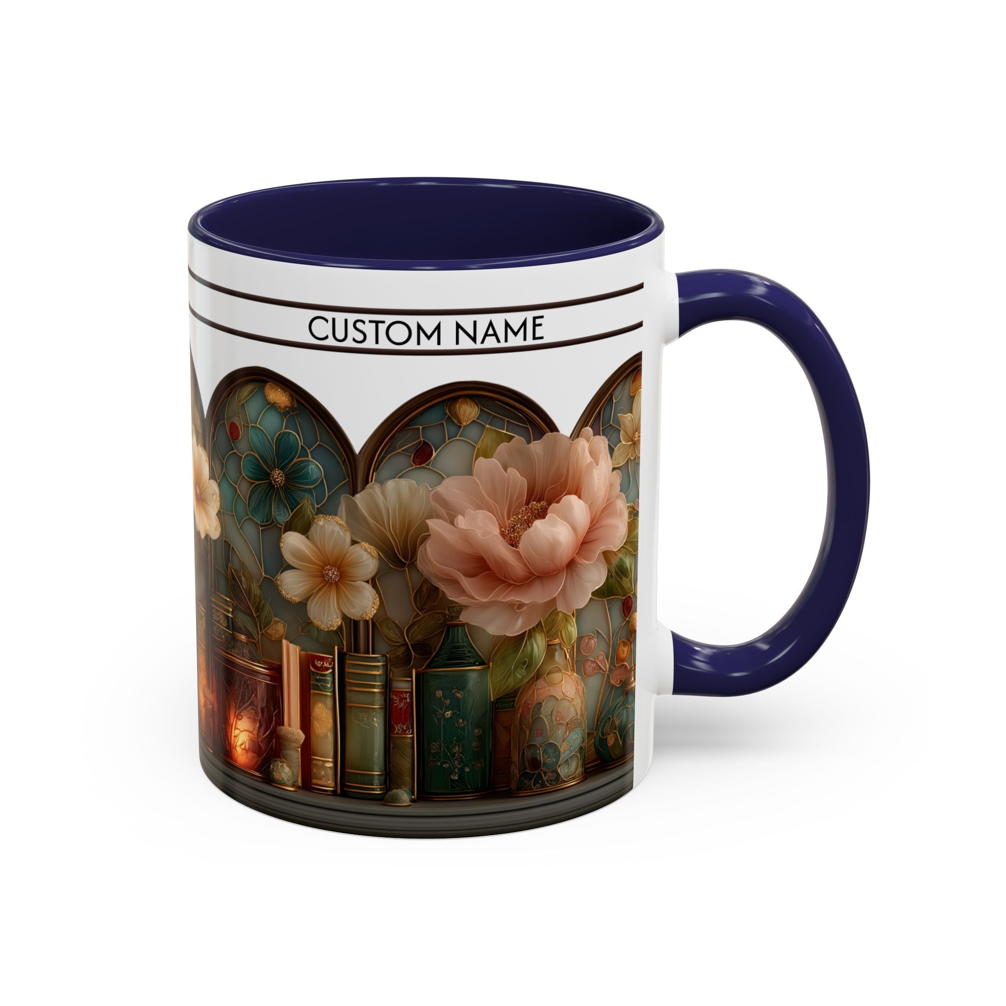 Personalized Floral Stained-Glass Ceramic Mug (11/15 oz) - 04