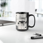 Modern Geometric Black Mug. Custom Name 11oz/15oz. 02