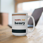 Retro Stripe Ceramic Mug – 'World's Best - Custom Name' Mug (11oz & 15oz) - 03