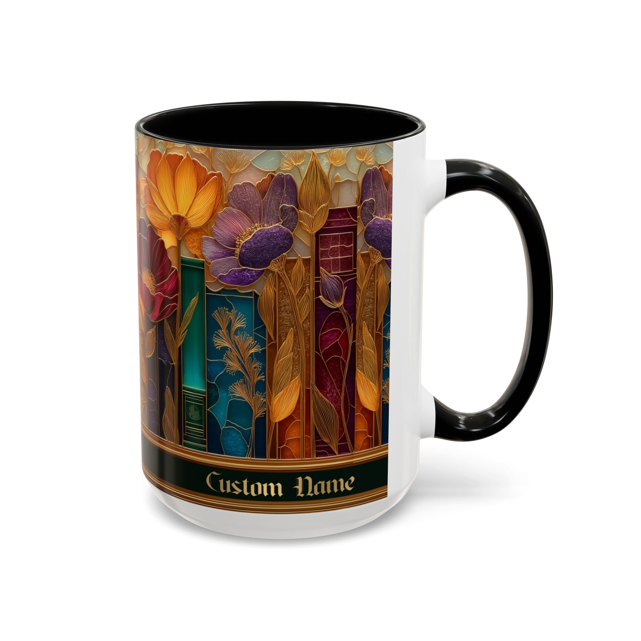 Personalized Floral Stained-Glass Ceramic Mug (11/15 oz) - 07