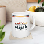 Retro Stripe Ceramic Mug – 'World's Best - Custom Name' Mug (11oz & 15oz) - 01