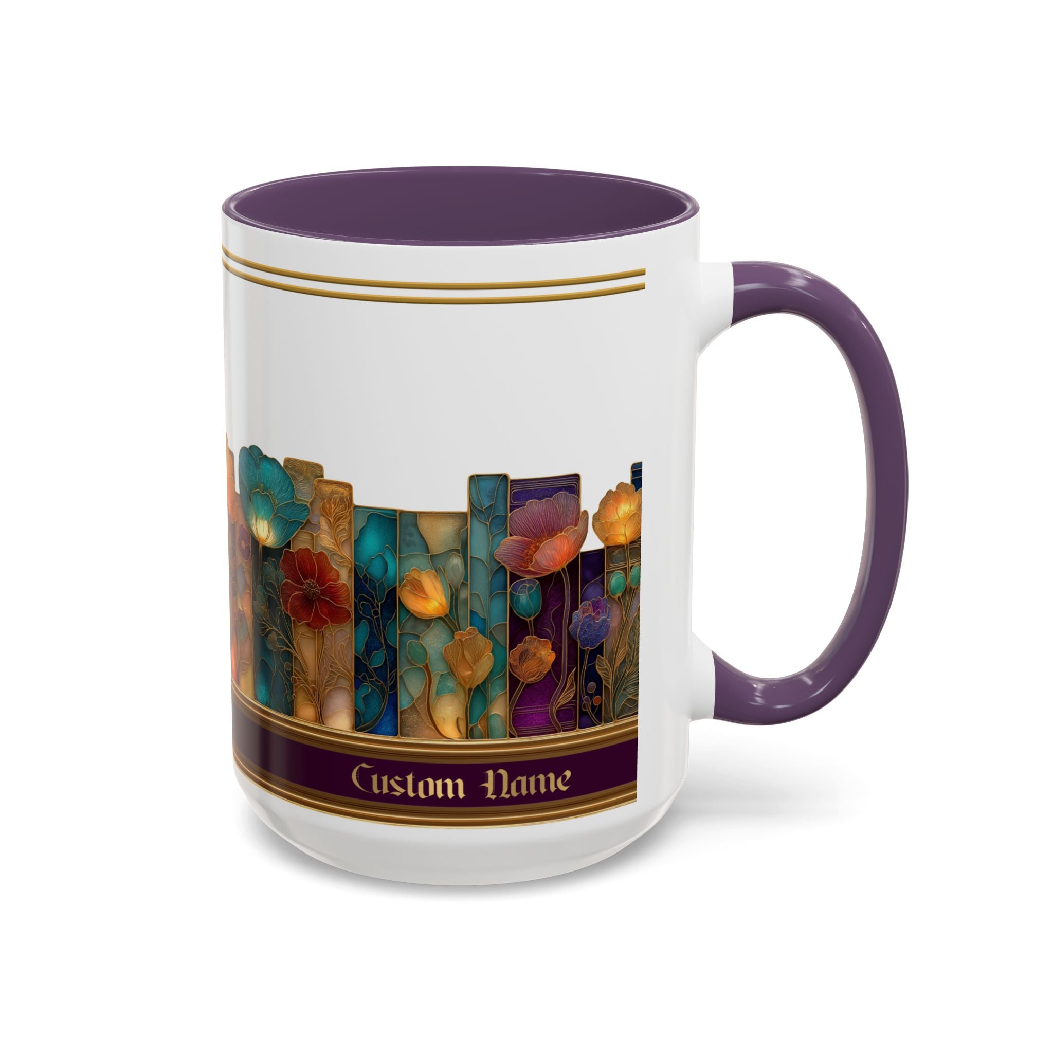 Personalized Floral Stained-Glass Ceramic Mug (11/15 oz) - 02