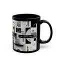 Modern Geometric Black Mug. Custom Name 11oz/15oz. 01