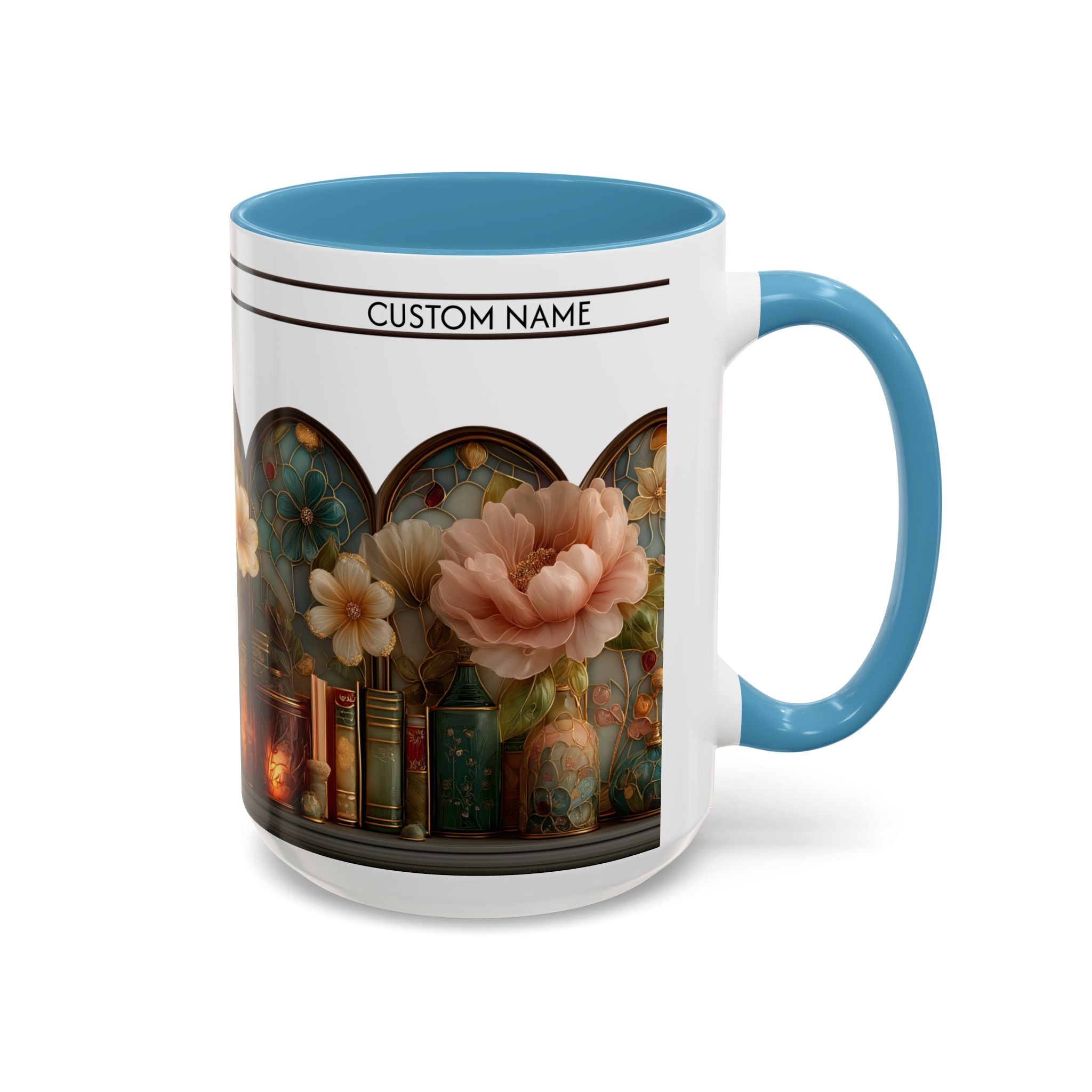 Personalized Floral Stained-Glass Ceramic Mug (11/15 oz) - 04
