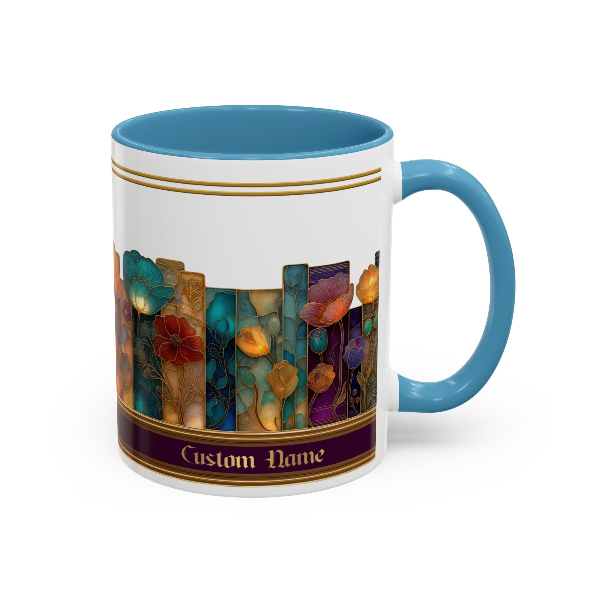 Personalized Floral Stained-Glass Ceramic Mug (11/15 oz) - 02