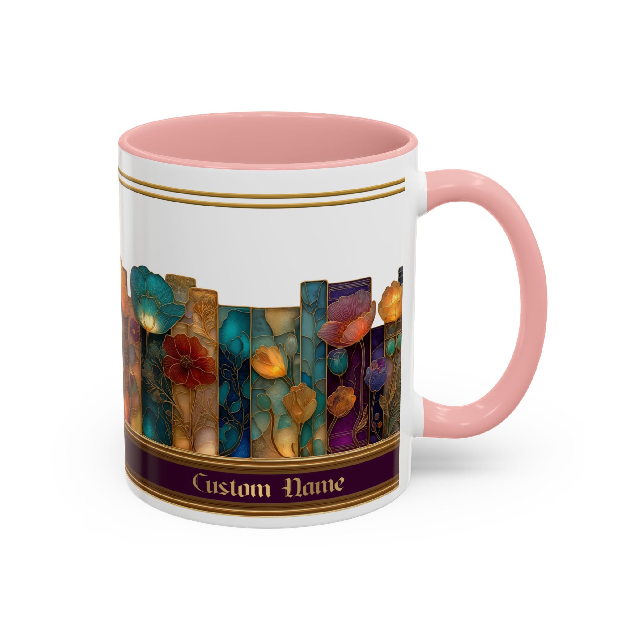 Personalized Floral Stained-Glass Ceramic Mug (11/15 oz) - 02