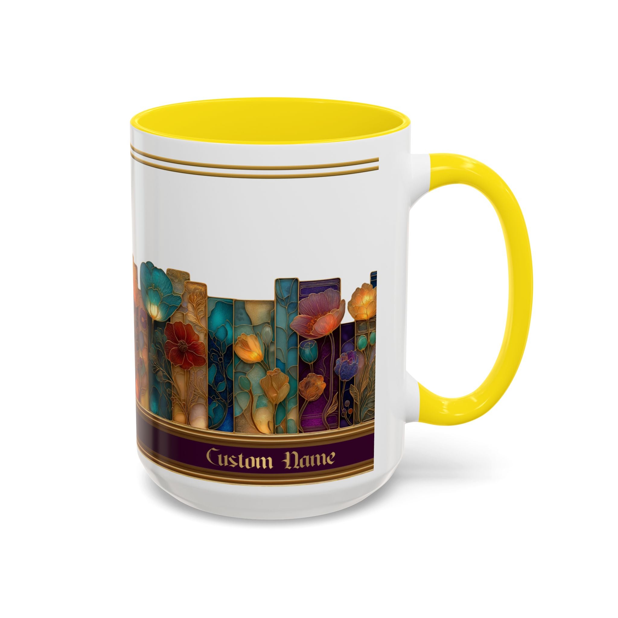 Personalized Floral Stained-Glass Ceramic Mug (11/15 oz) - 02