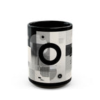 Modern Geometric Black Mug. Custom Name 11oz/15oz. 03