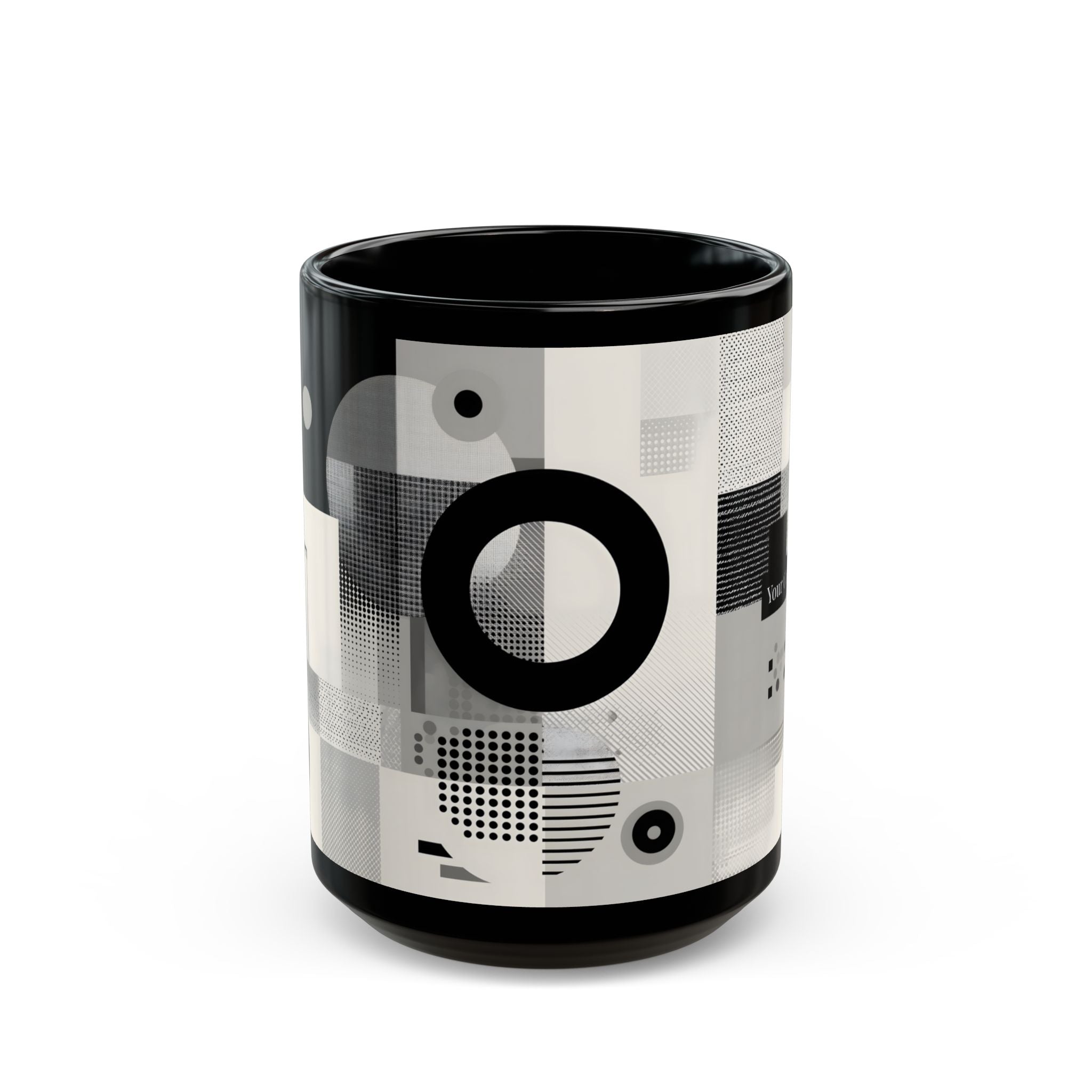 Modern Geometric Black Mug. Custom Name 11oz/15oz. 03