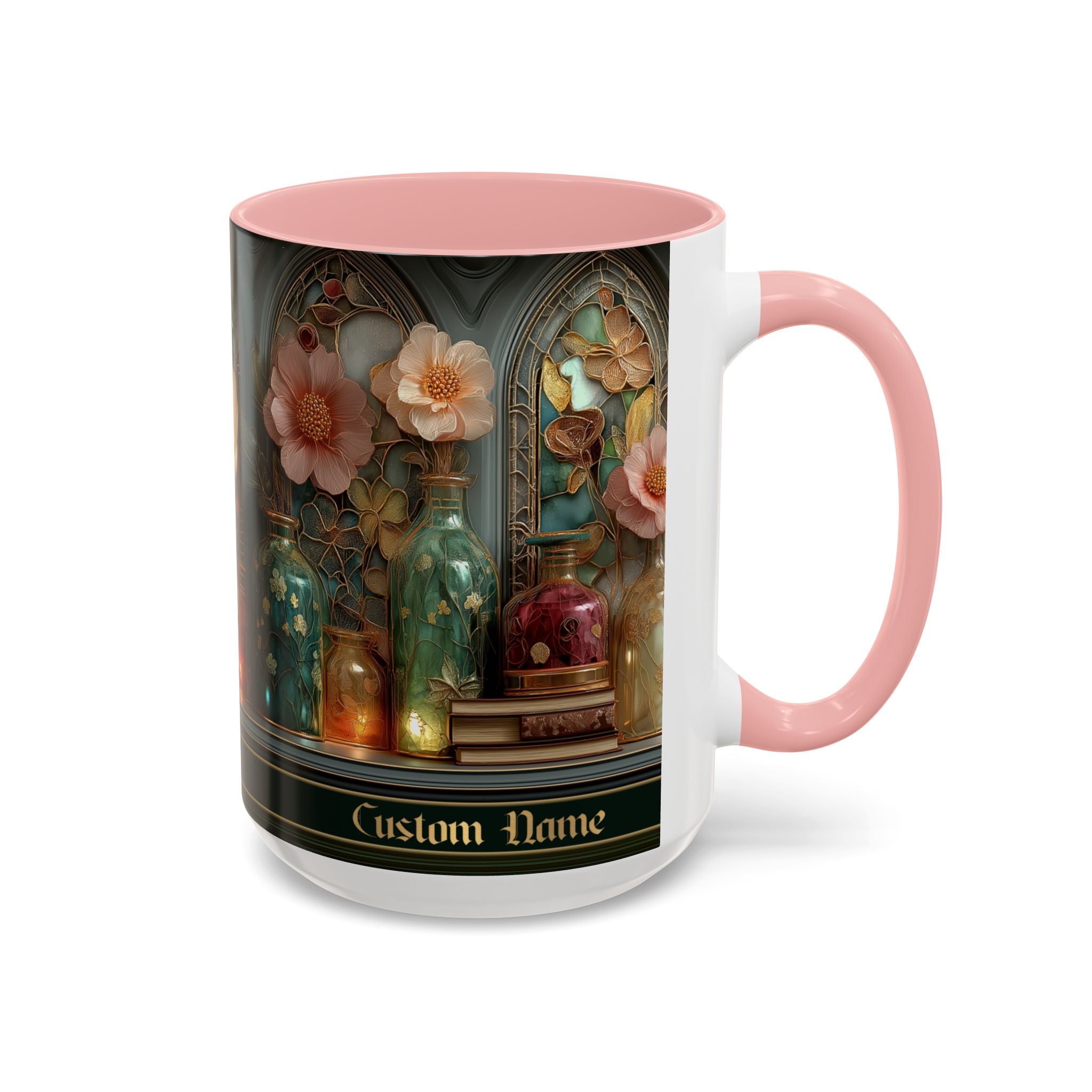 Personalized Floral Apothecary Ceramic Mug (11/15 oz) - 02
