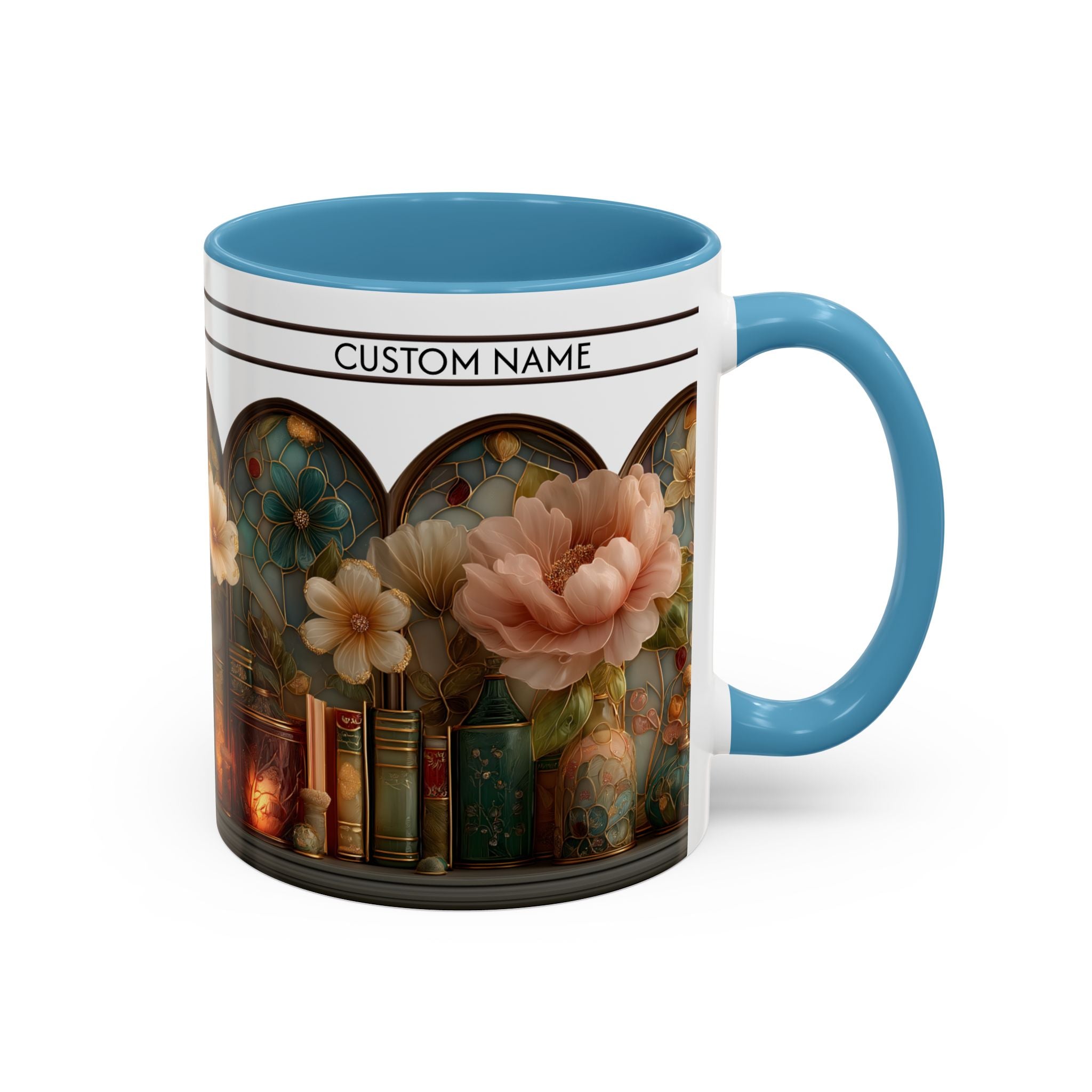 Personalized Floral Stained-Glass Ceramic Mug (11/15 oz) - 04