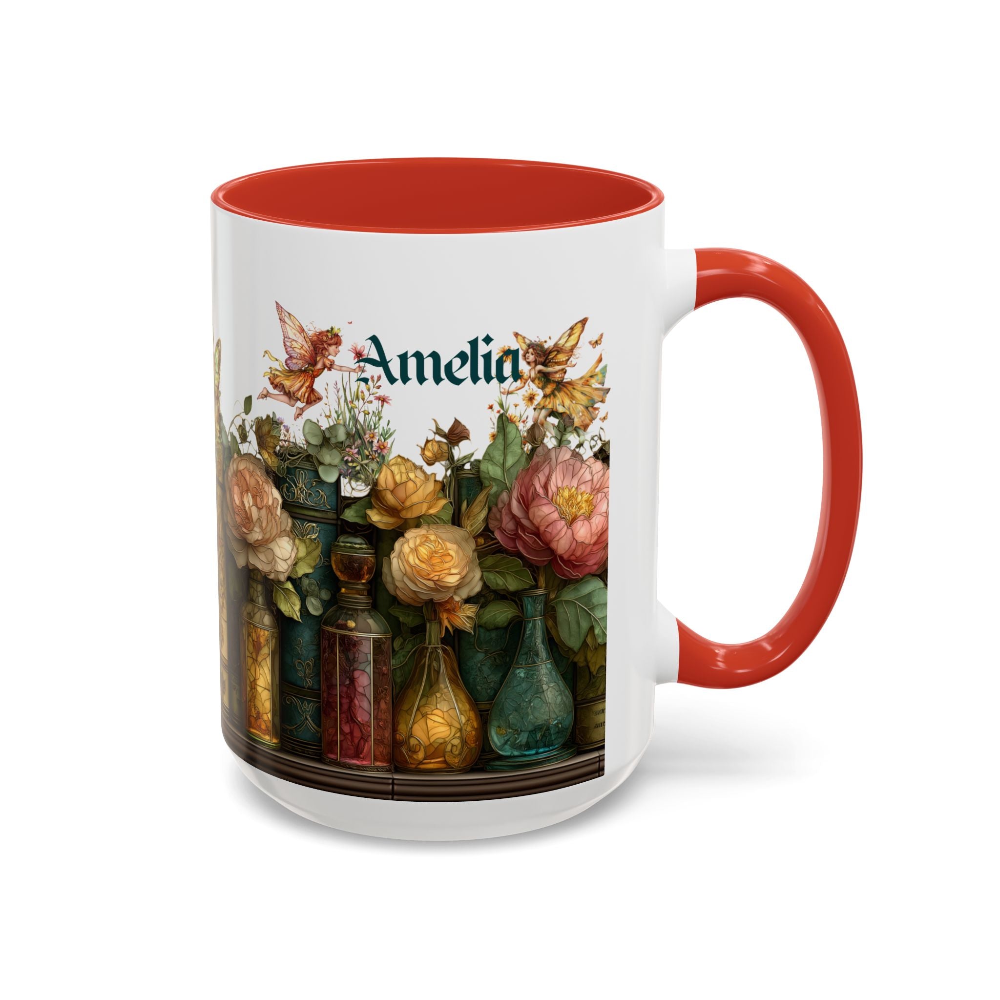 Personalized Floral Apothecary Ceramic Mug (11/15 oz) - 01