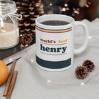 Retro Stripe Ceramic Mug – 'World's Best - Custom Name' Mug (11oz & 15oz) - 03