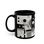 Modern Geometric Black Mug. Custom Name 11oz/15oz. 01
