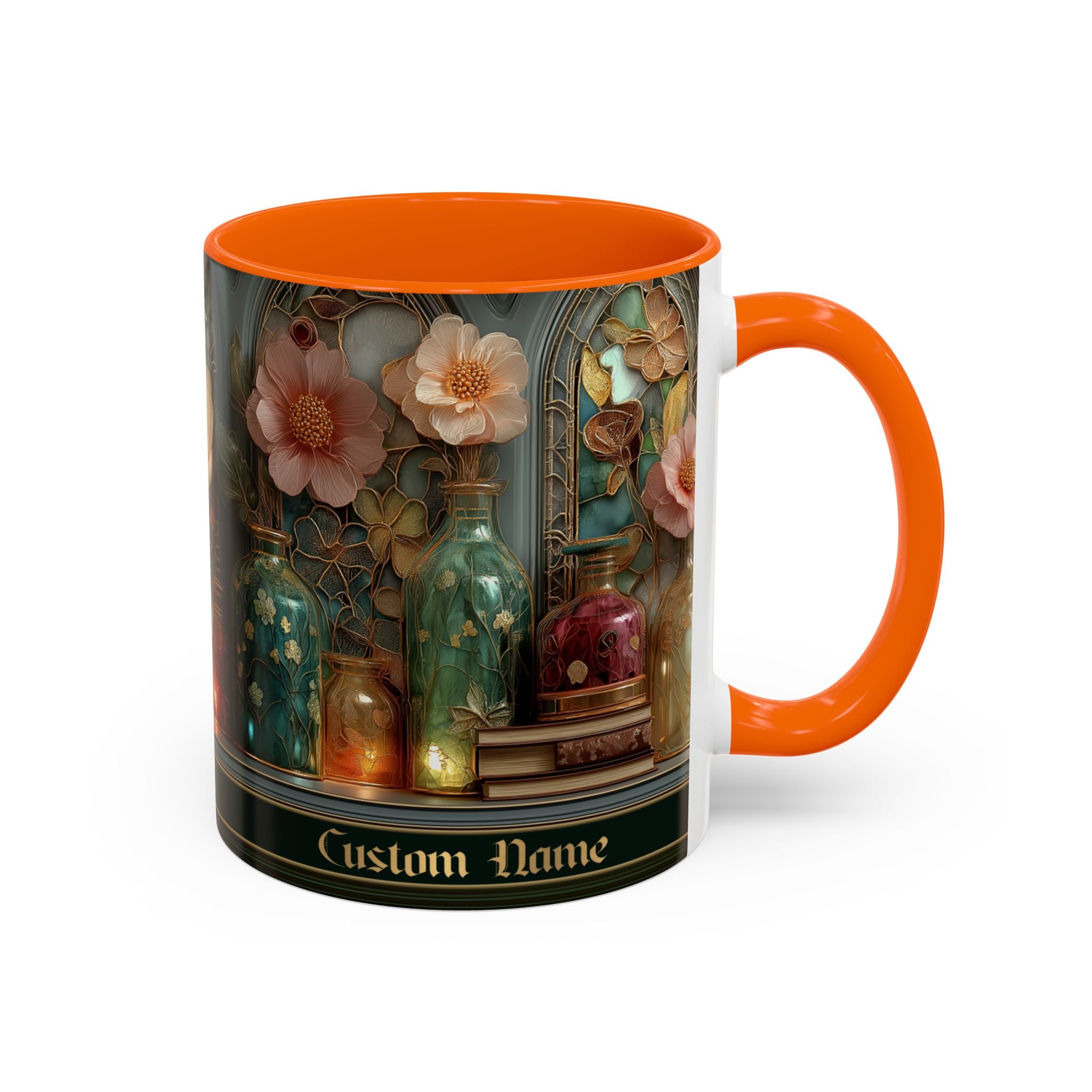 Personalized Floral Apothecary Ceramic Mug (11/15 oz) - 02