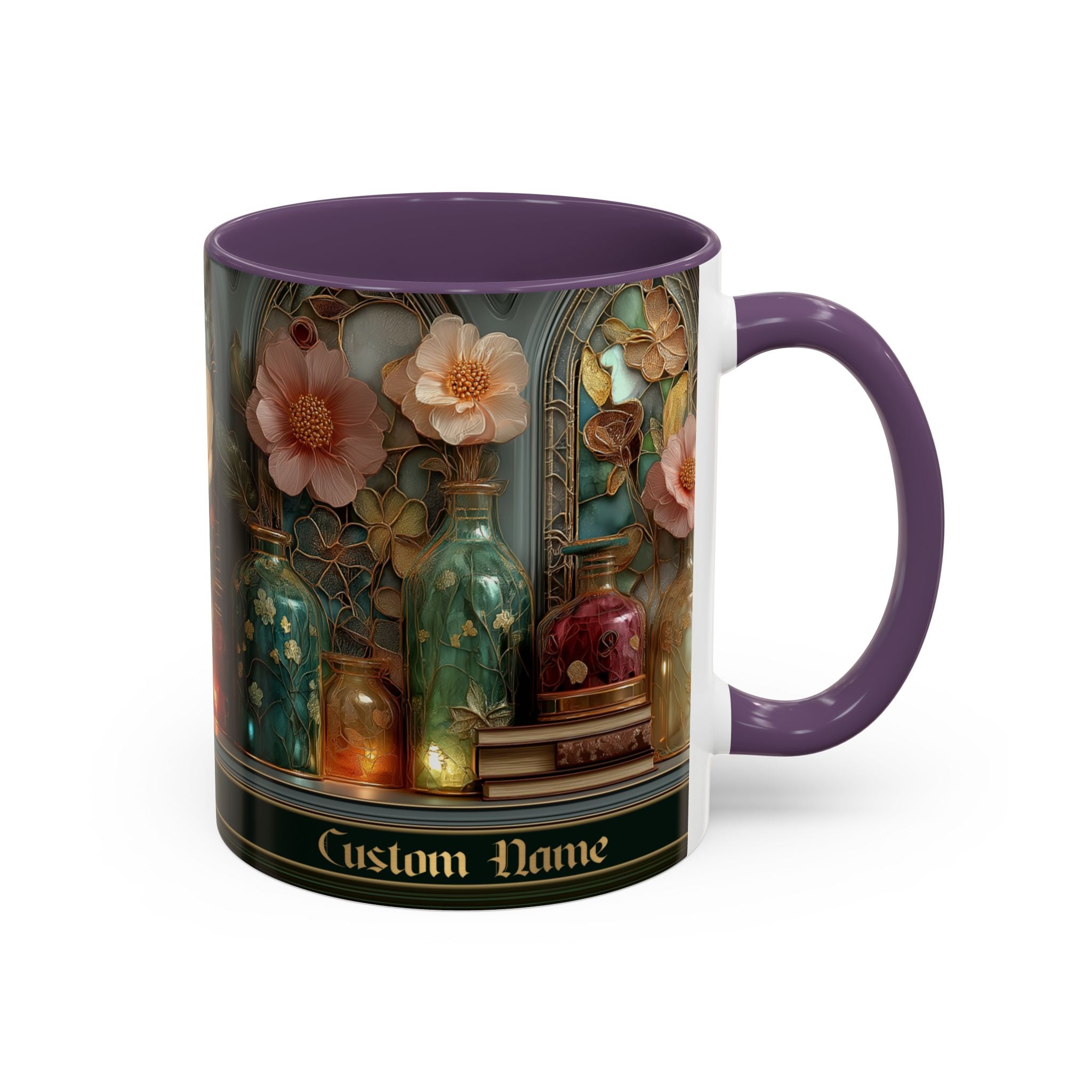 Personalized Floral Apothecary Ceramic Mug (11/15 oz) - 02