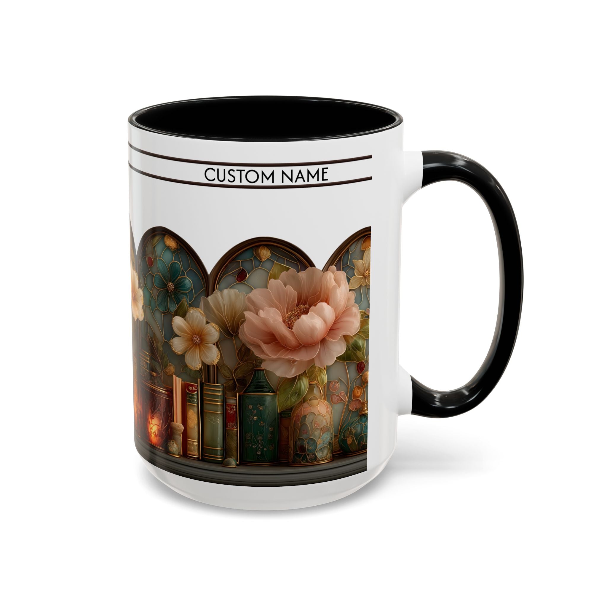 Personalized Floral Stained-Glass Ceramic Mug (11/15 oz) - 04