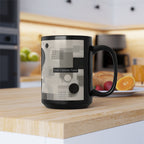 Modern Geometric Black Mug. Custom Name 11oz/15oz. 04