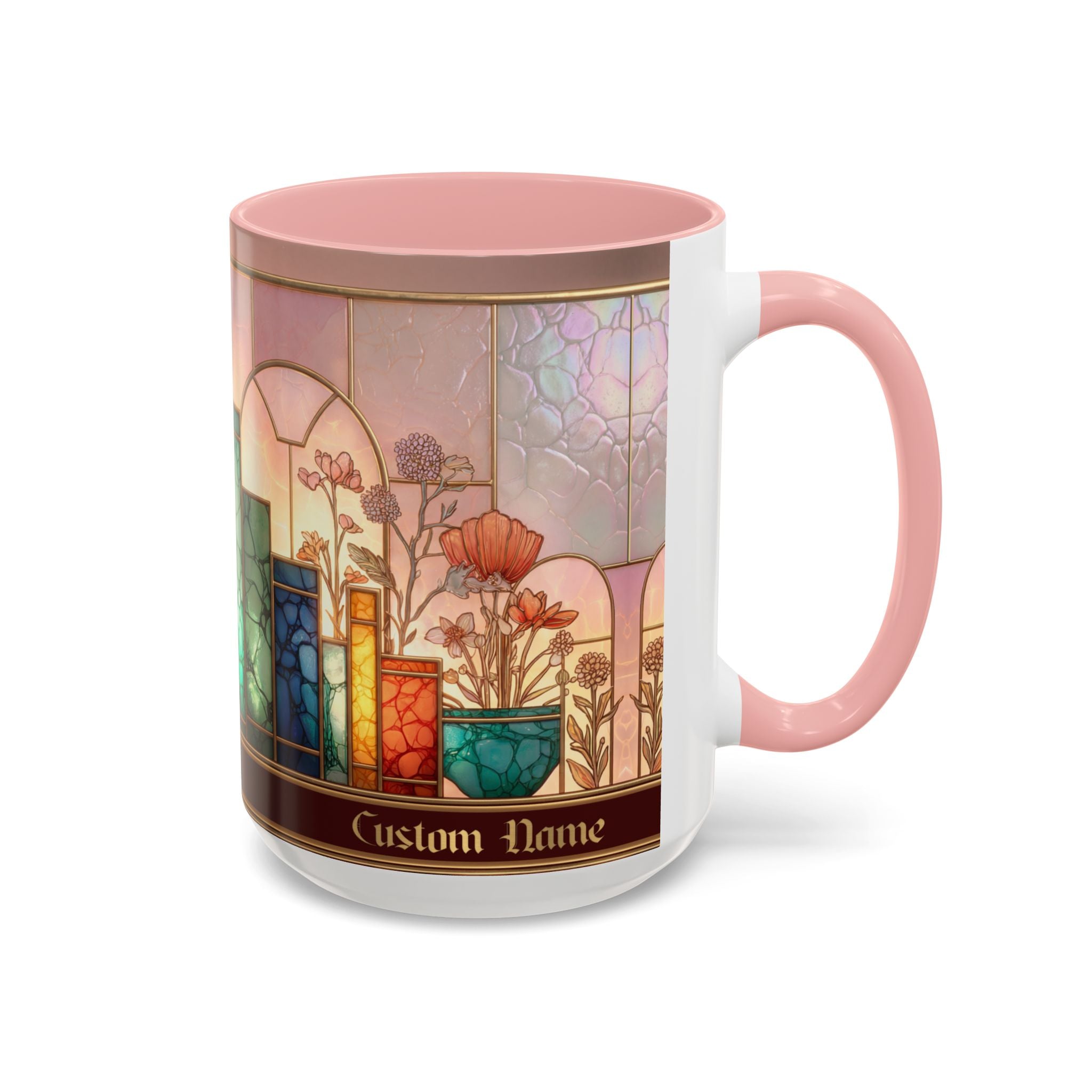 Personalized Floral Stained-Glass Ceramic Mug (11/15 oz) - 08