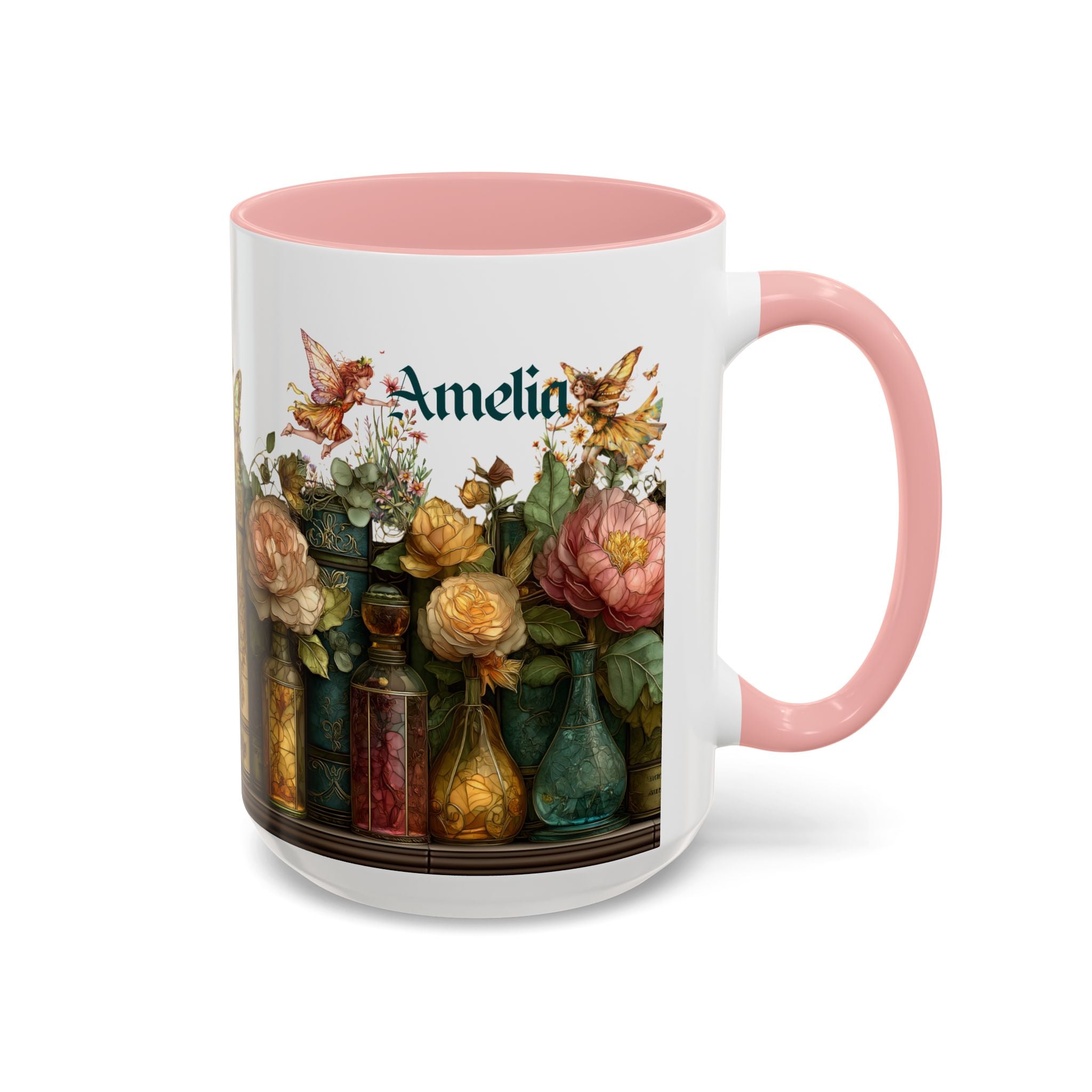 Personalized Floral Apothecary Ceramic Mug (11/15 oz) - 01