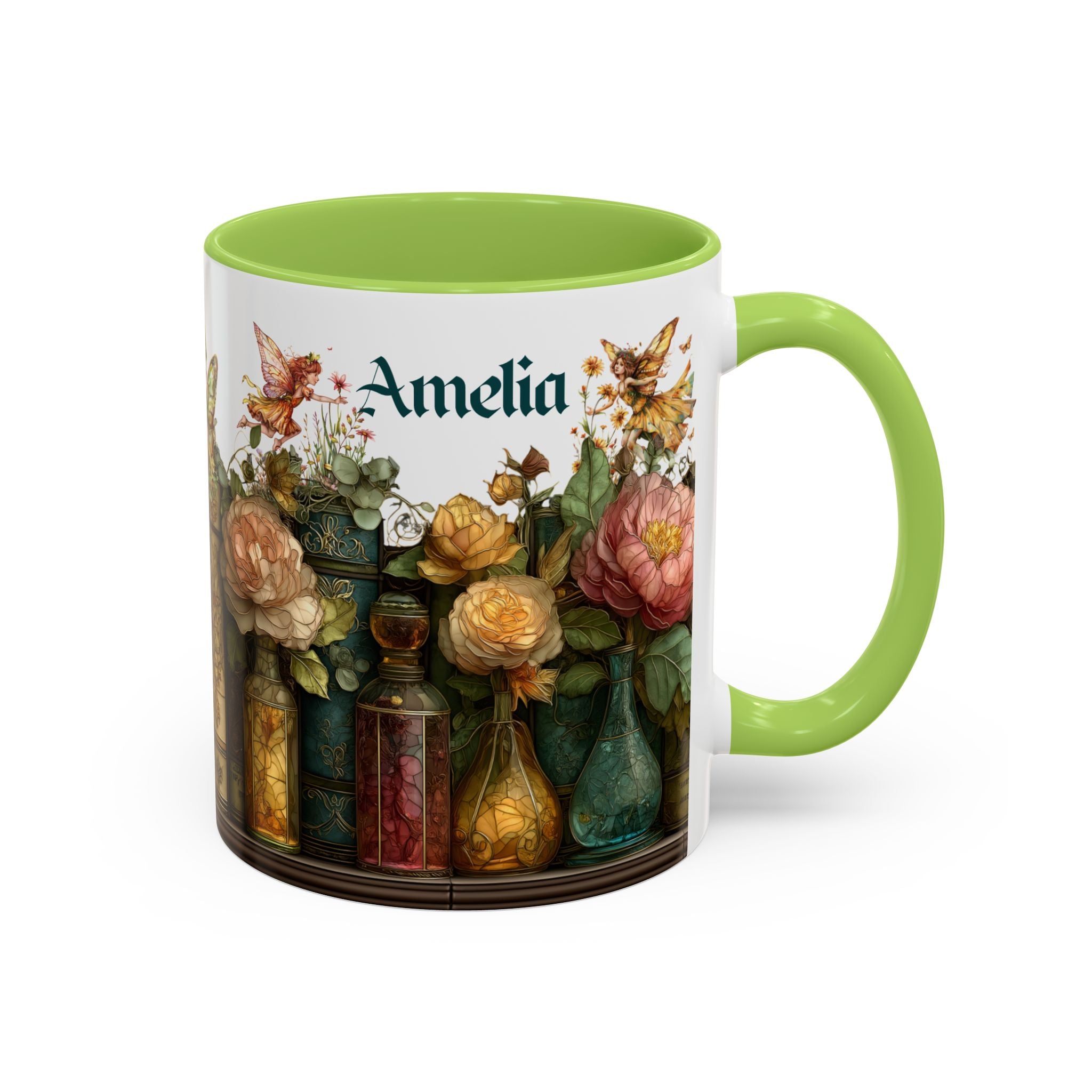 Personalized Floral Apothecary Ceramic Mug (11/15 oz) - 01