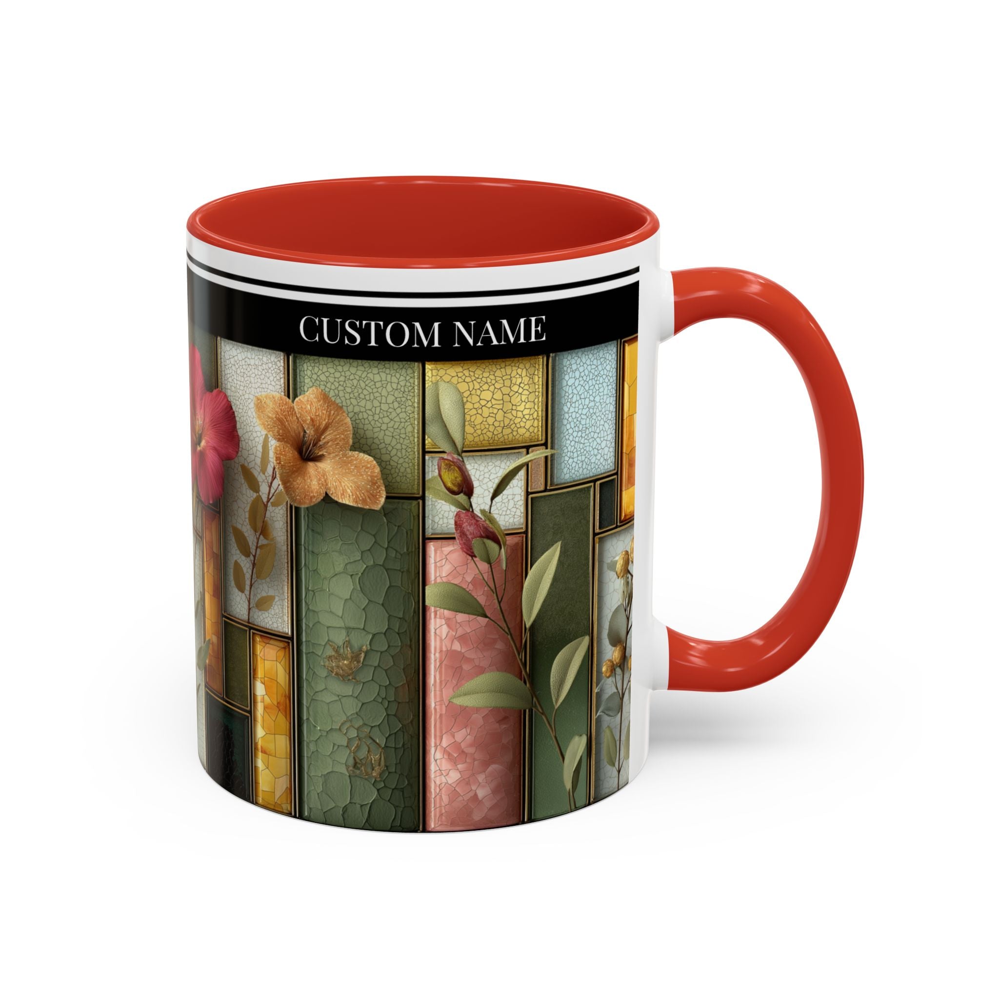 Personalized Floral Stained-Glass Ceramic Mug (11/15 oz) - 05