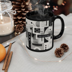 Modern Geometric Black Mug. Custom Name 11oz/15oz. 01