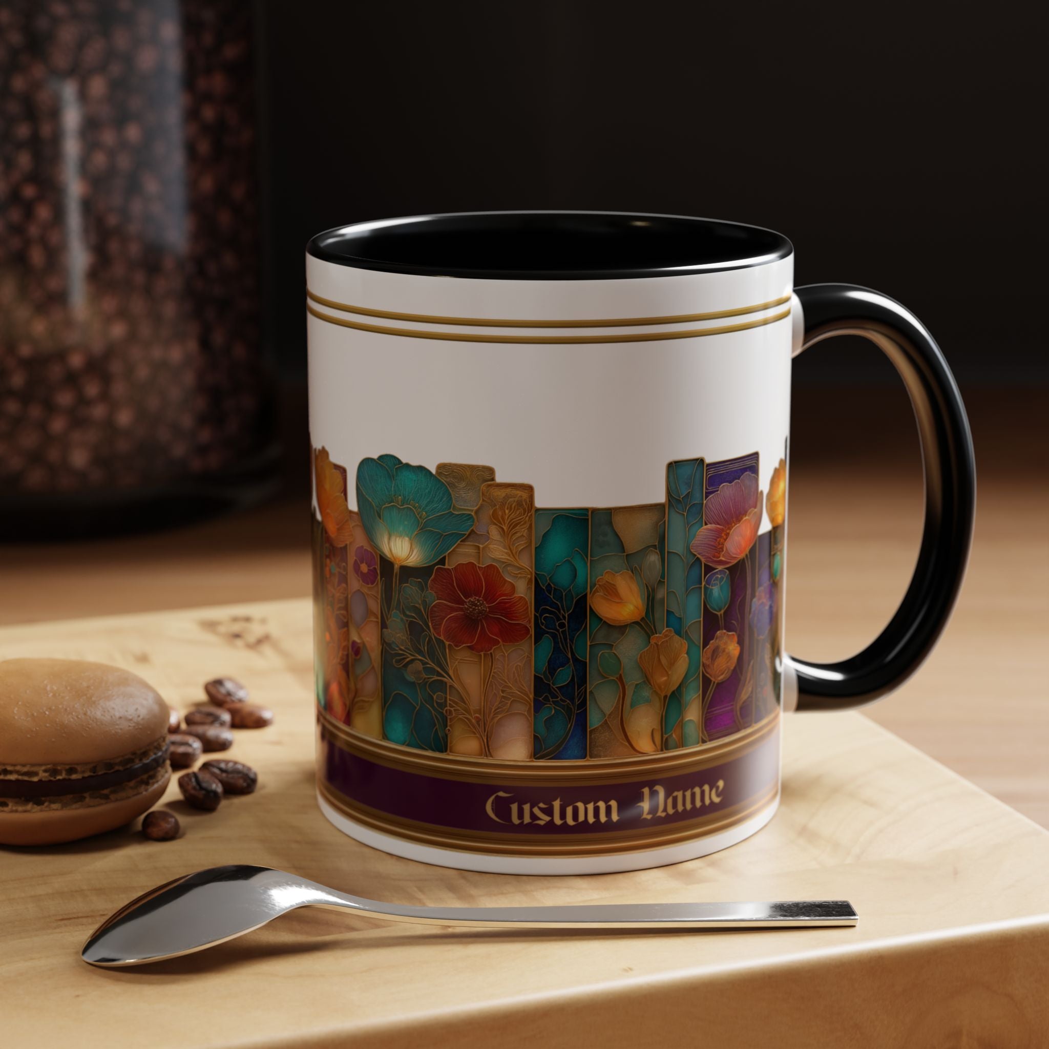 Personalized Floral Stained-Glass Ceramic Mug (11/15 oz) - 02