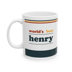 Retro Stripe Ceramic Mug – 'World's Best - Custom Name' Mug (11oz & 15oz) - 03