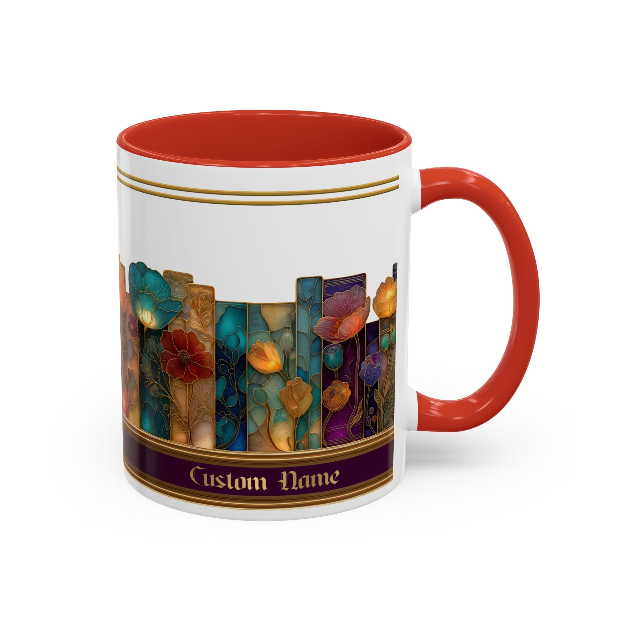 Personalized Floral Stained-Glass Ceramic Mug (11/15 oz) - 02