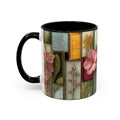 Floral Stained Glass Accent Coffee Mug — Botanical Patchwork Design (11/15 oz)