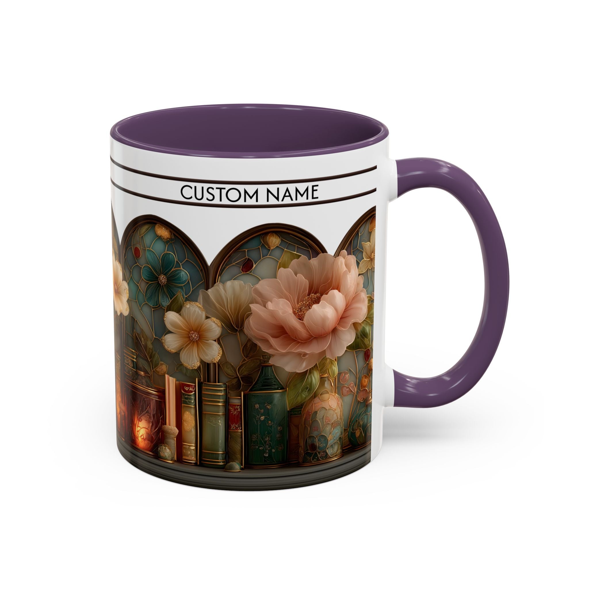 Personalized Floral Stained-Glass Ceramic Mug (11/15 oz) - 04