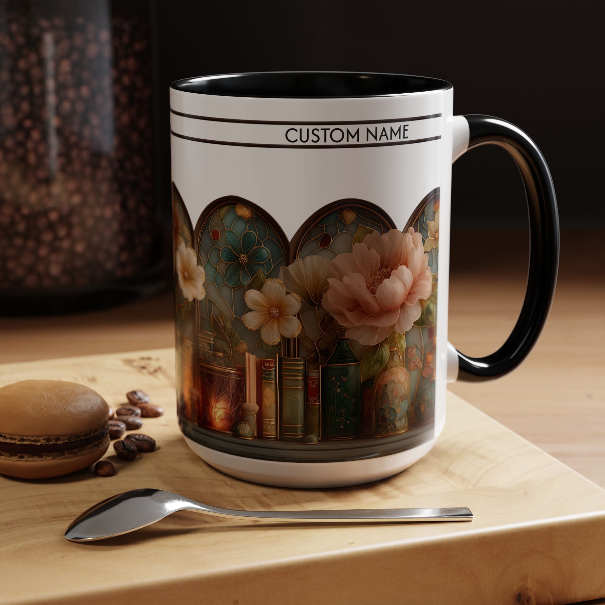 Personalized Floral Stained-Glass Ceramic Mug (11/15 oz) - 04