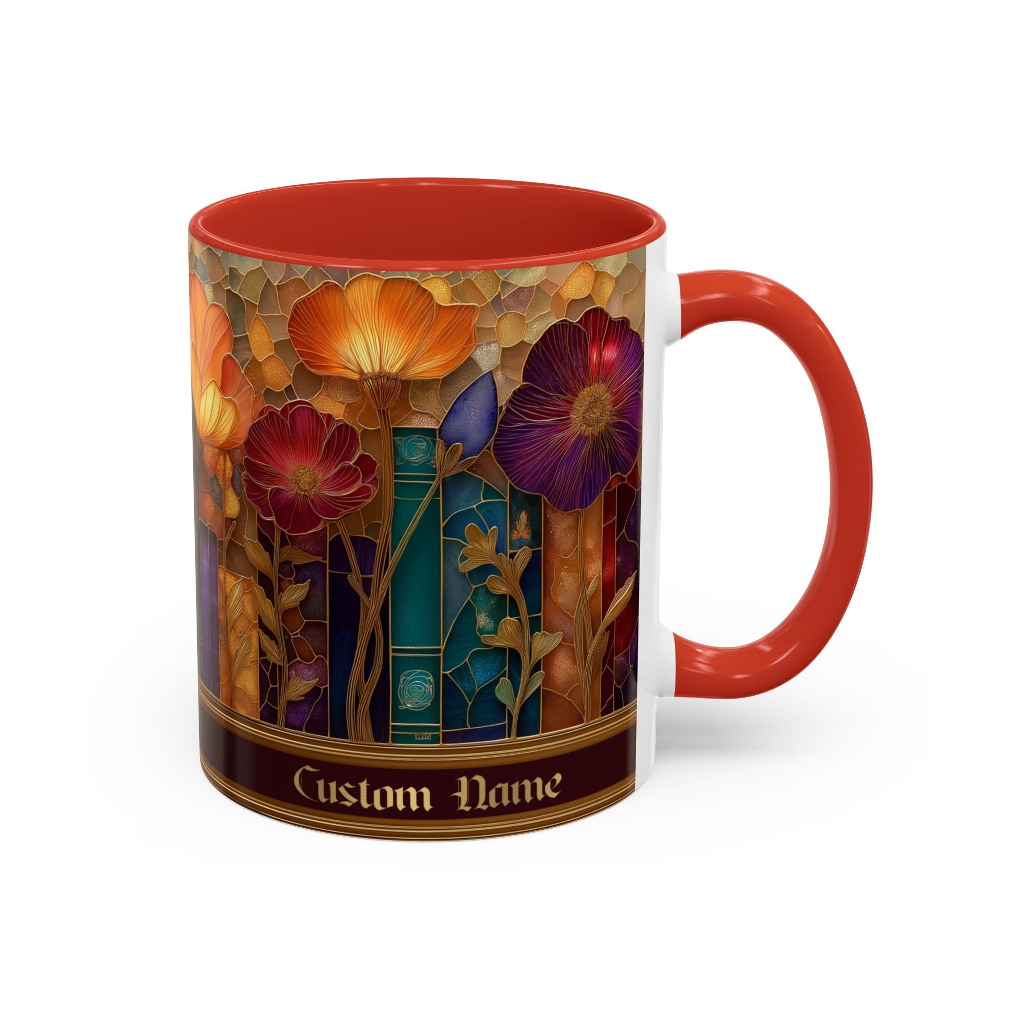Personalized Floral Stained-Glass Ceramic Mug (11/15 oz) - 06