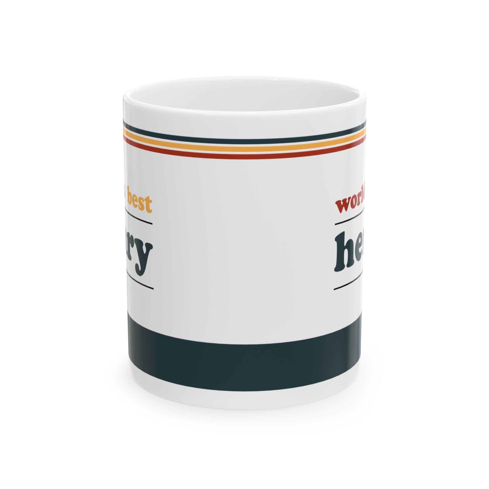 Retro Stripe Ceramic Mug – 'World's Best - Custom Name' Mug (11oz & 15oz) - 03