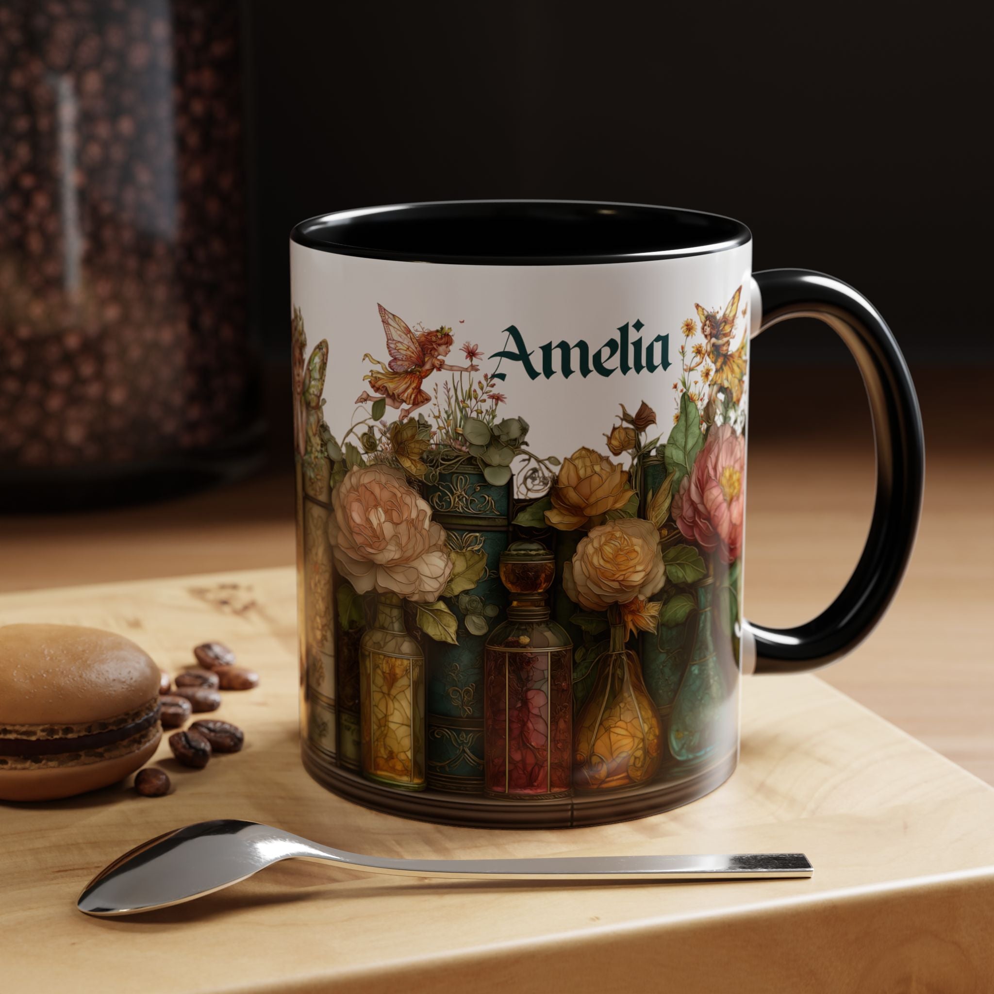 Personalized Floral Apothecary Ceramic Mug (11/15 oz) - 01
