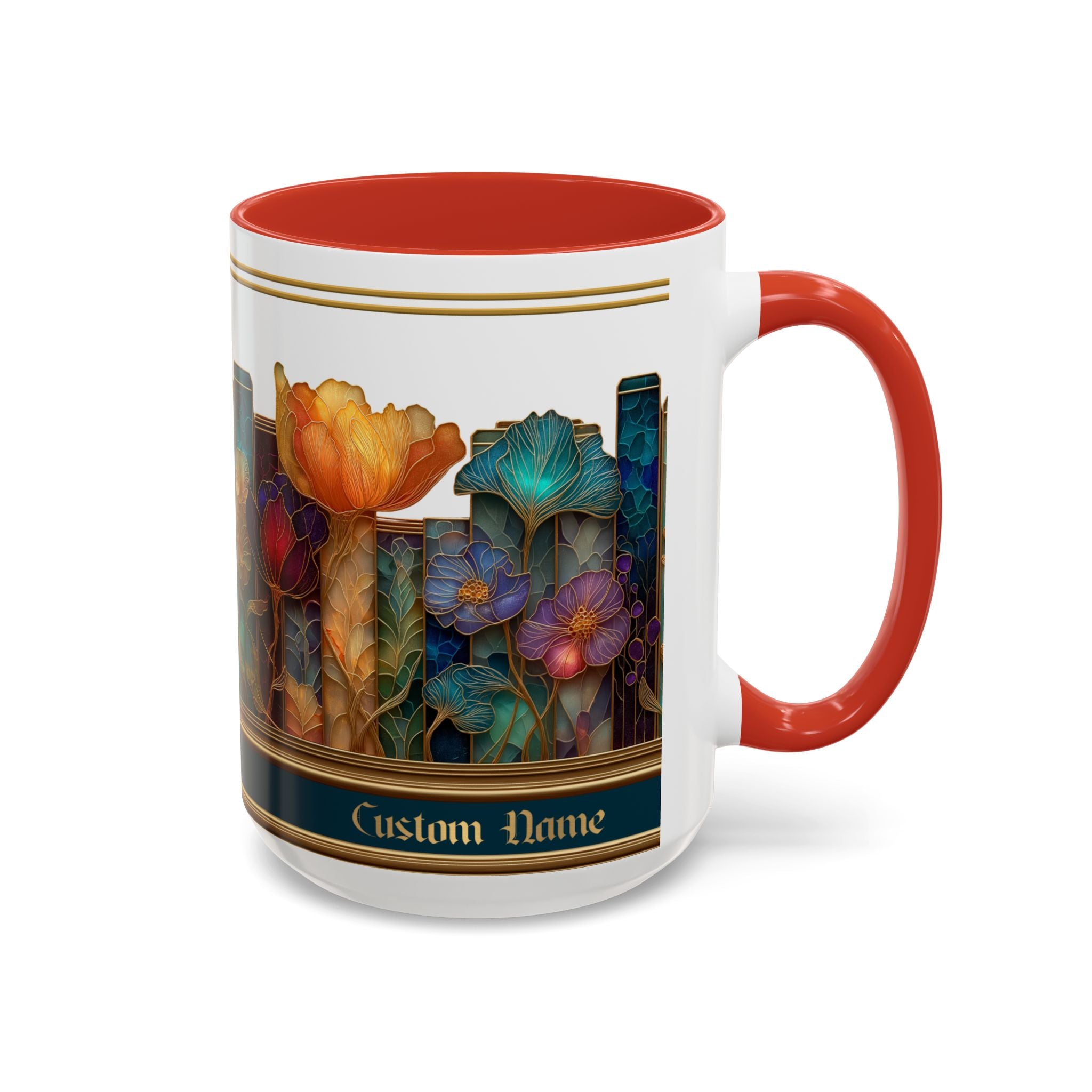 Personalized Floral Stained-Glass Ceramic Mug (11/15 oz) - 03