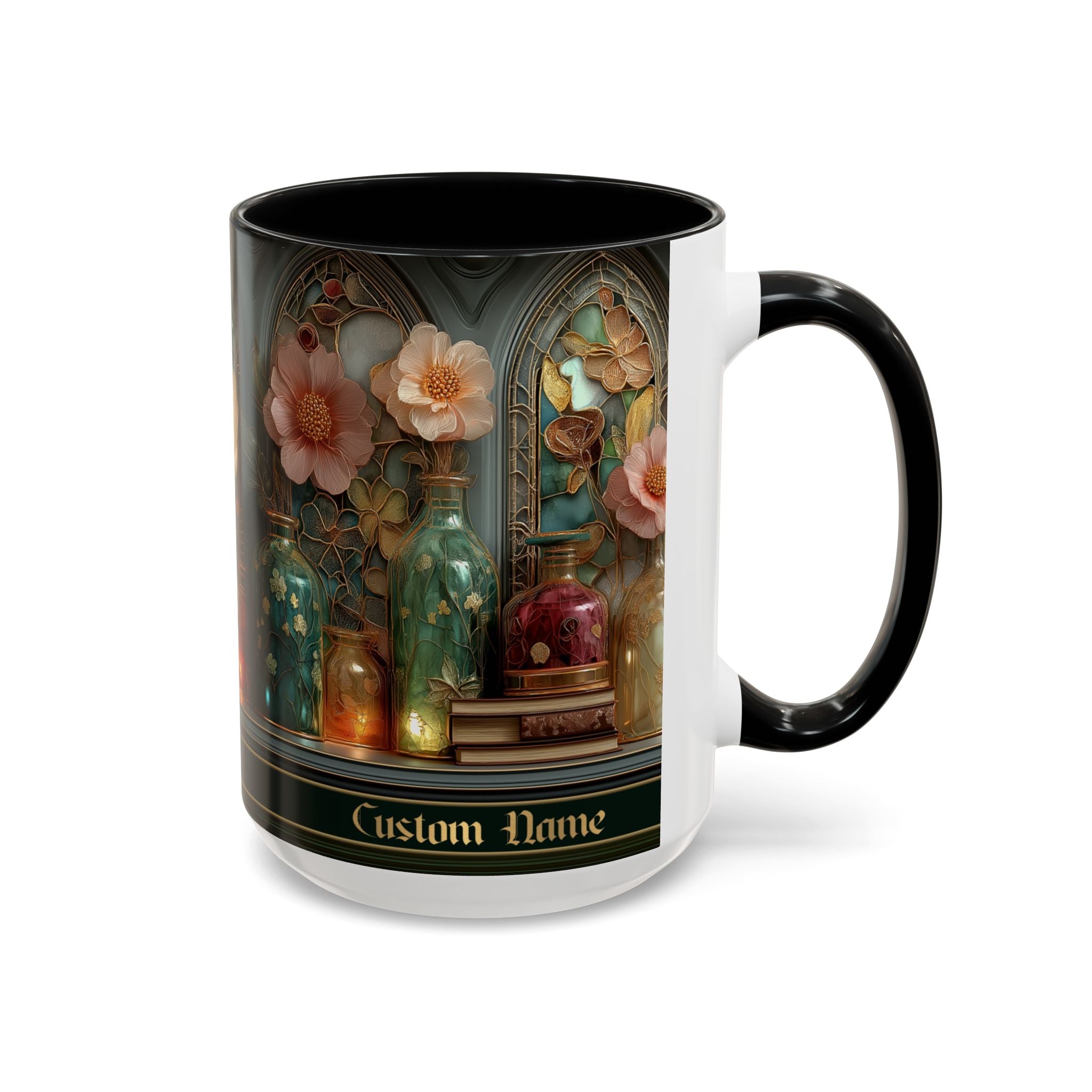 Personalized Floral Apothecary Ceramic Mug (11/15 oz) - 02