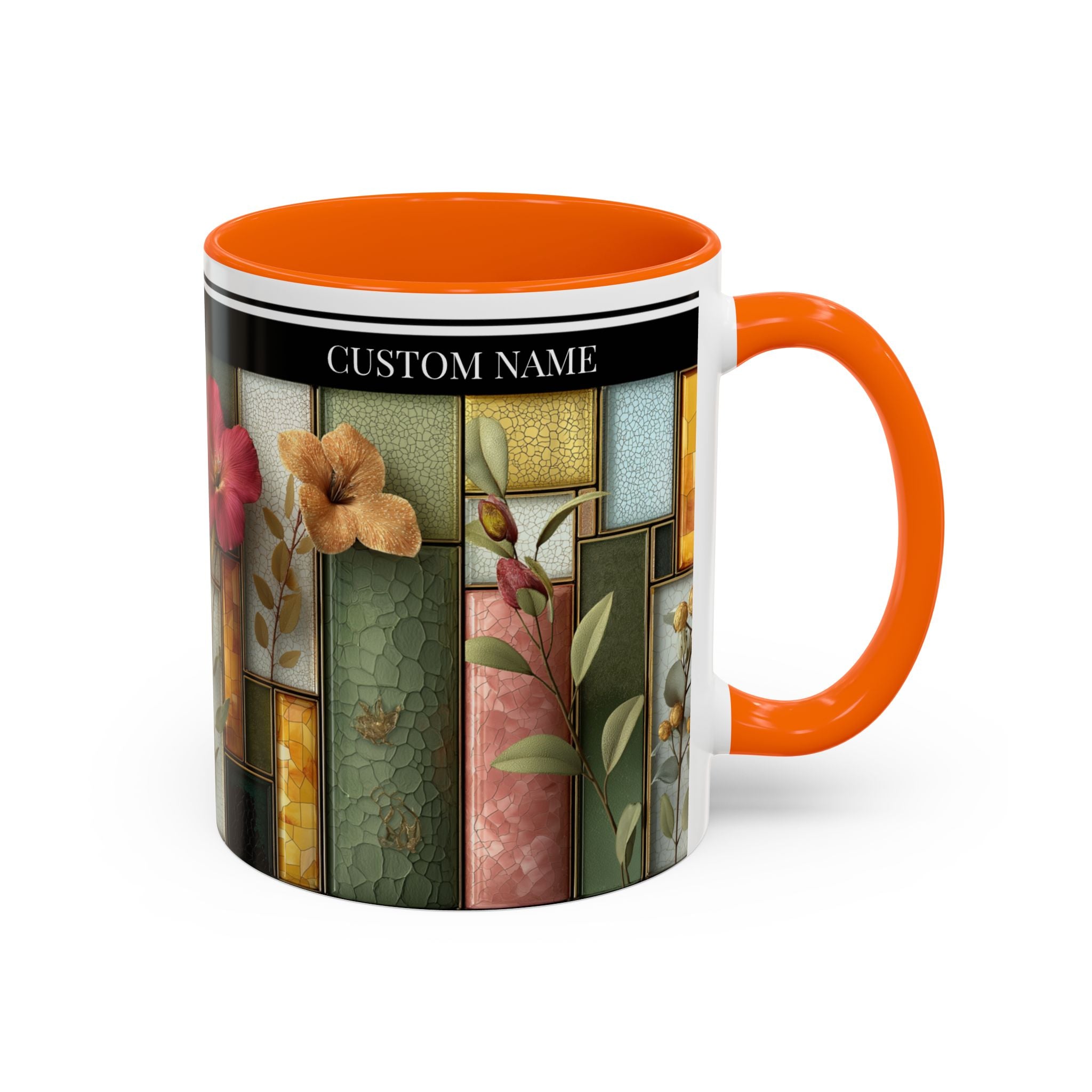 Personalized Floral Stained-Glass Ceramic Mug (11/15 oz) - 05
