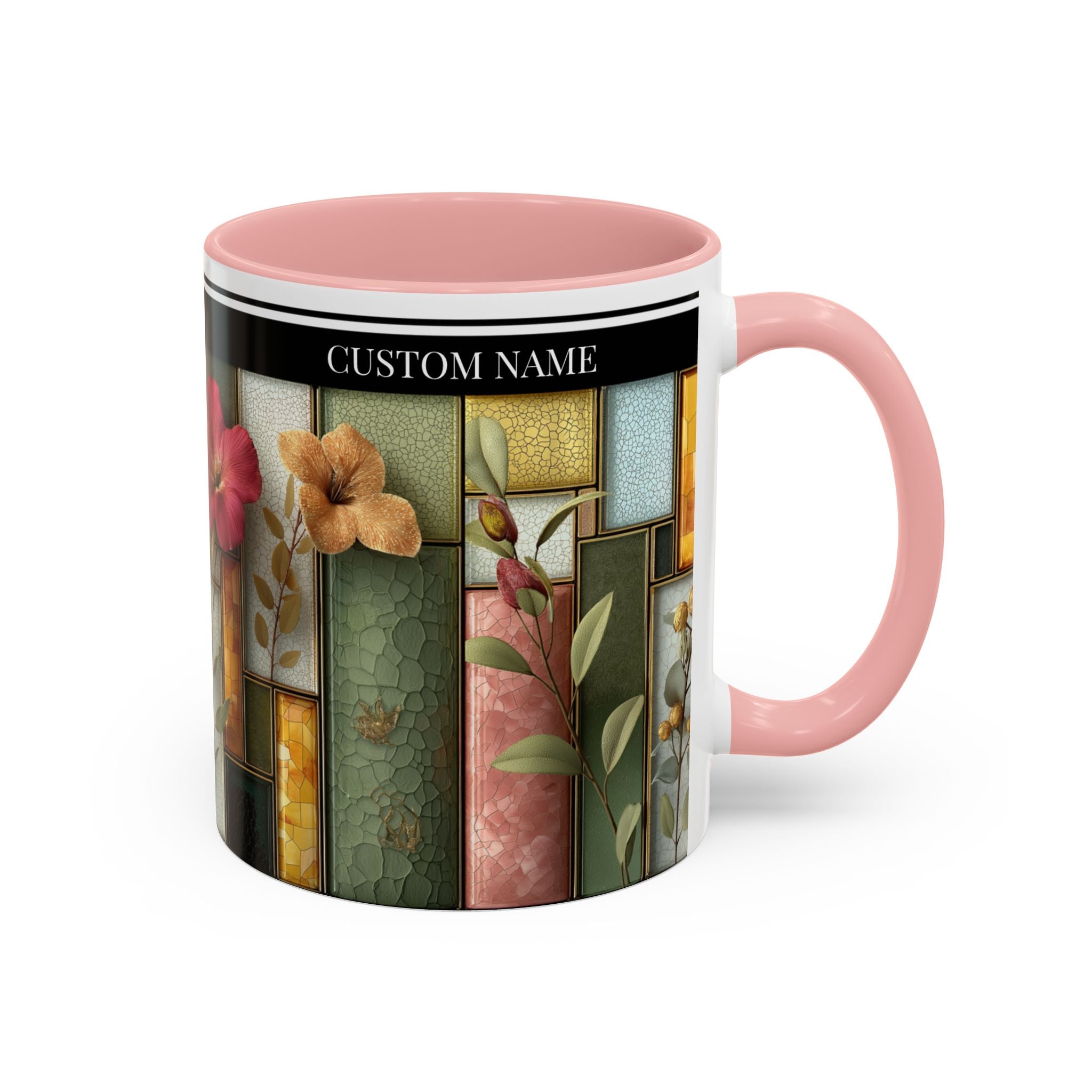 Personalized Floral Stained-Glass Ceramic Mug (11/15 oz) - 05