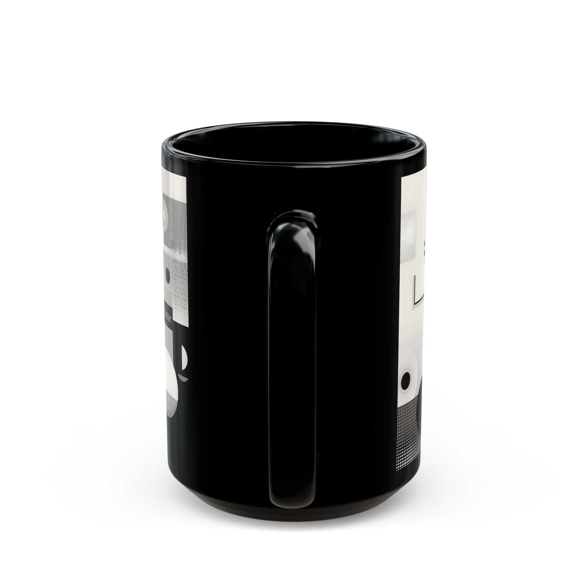 Modern Geometric Black Mug. Custom Name 11oz/15oz. 03