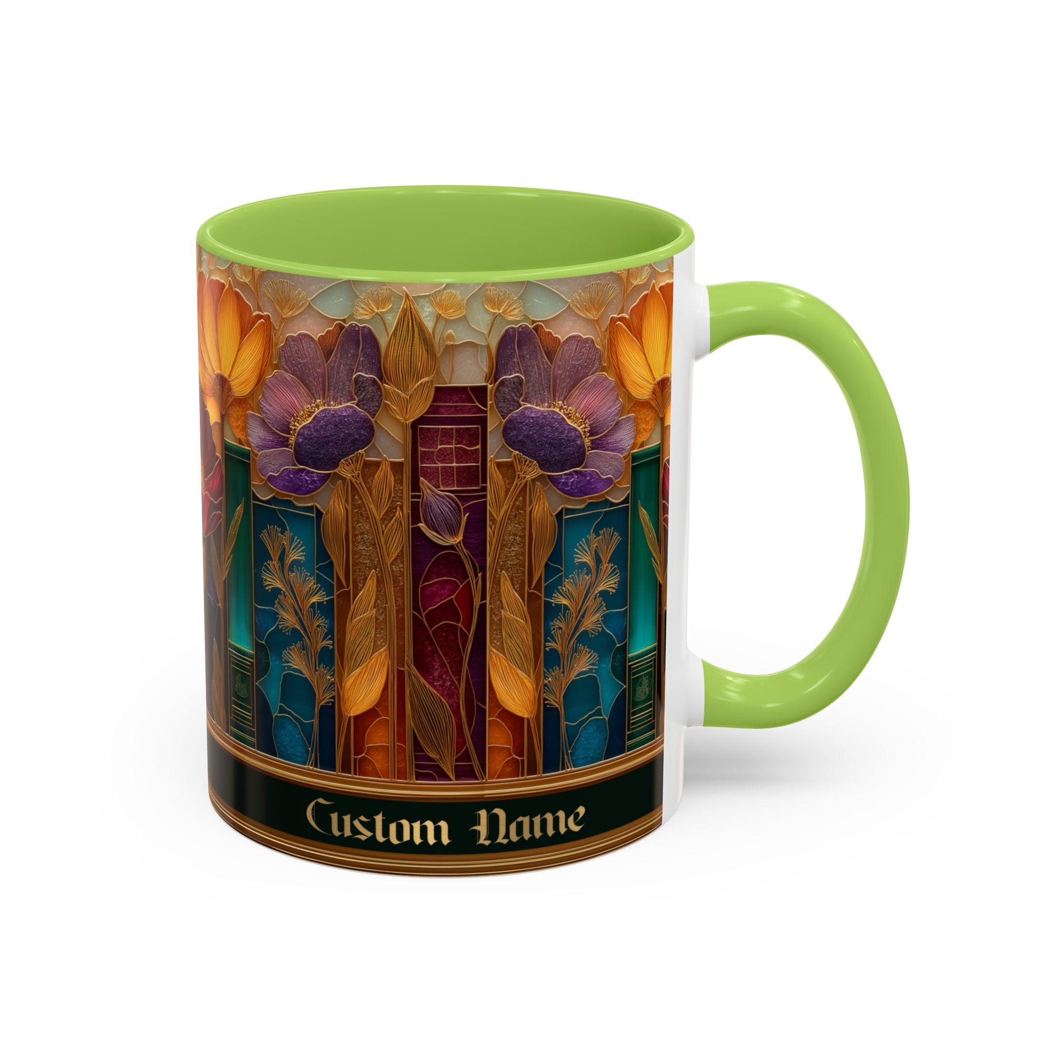 Personalized Floral Stained-Glass Ceramic Mug (11/15 oz) - 07