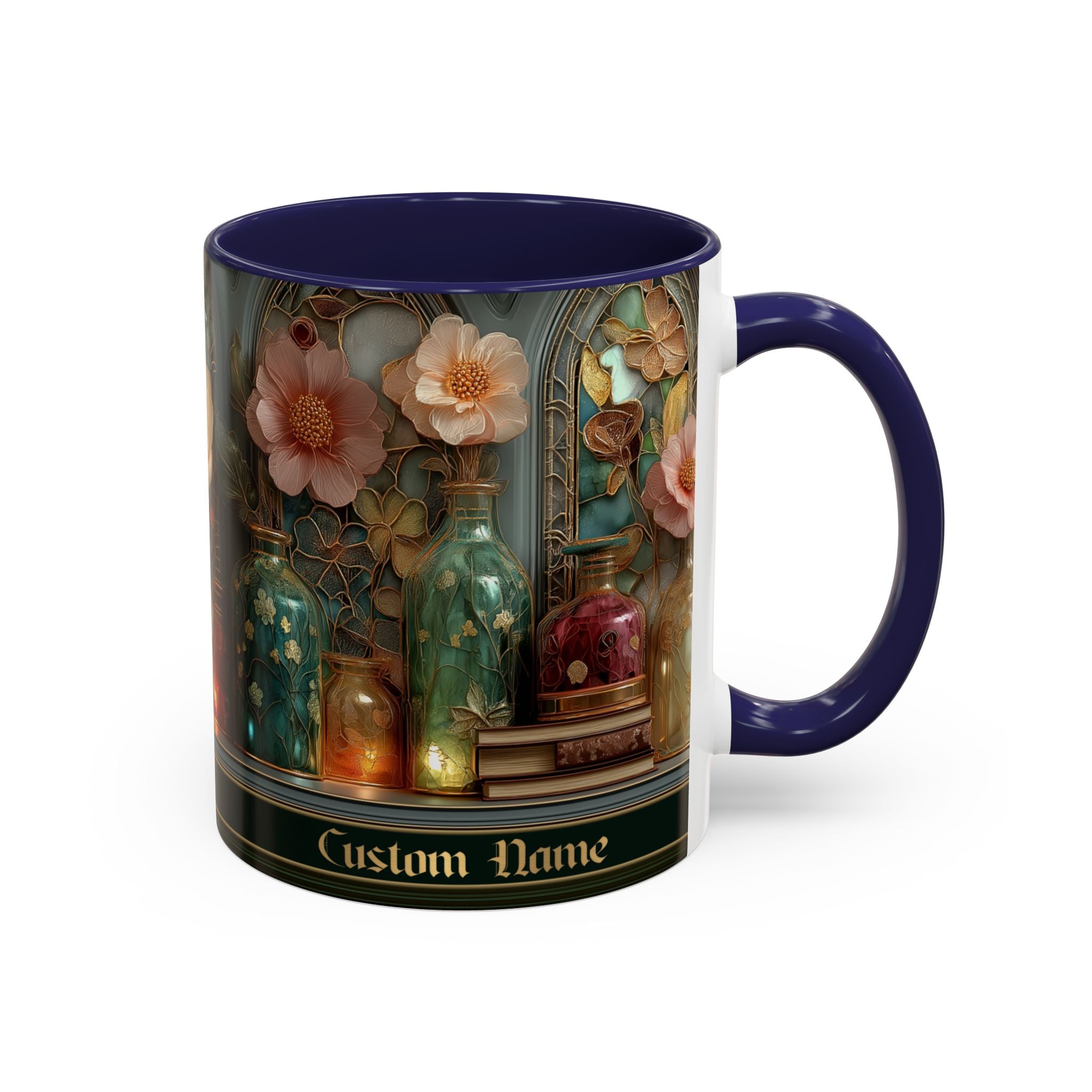 Personalized Floral Apothecary Ceramic Mug (11/15 oz) - 02