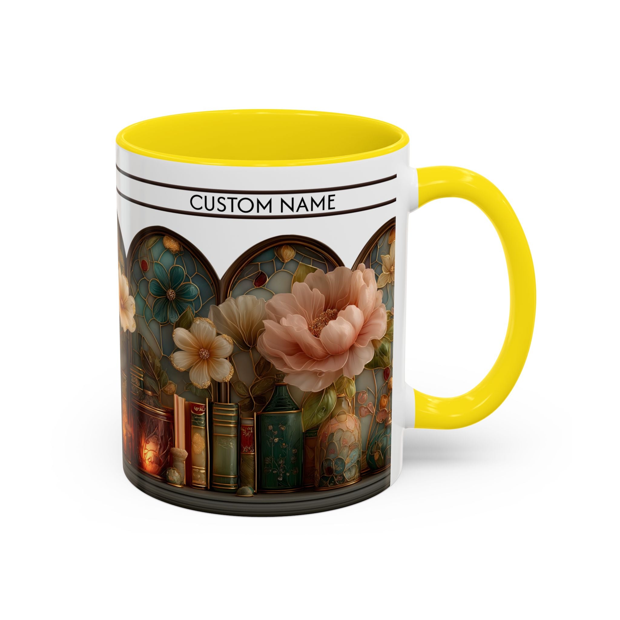 Personalized Floral Stained-Glass Ceramic Mug (11/15 oz) - 04