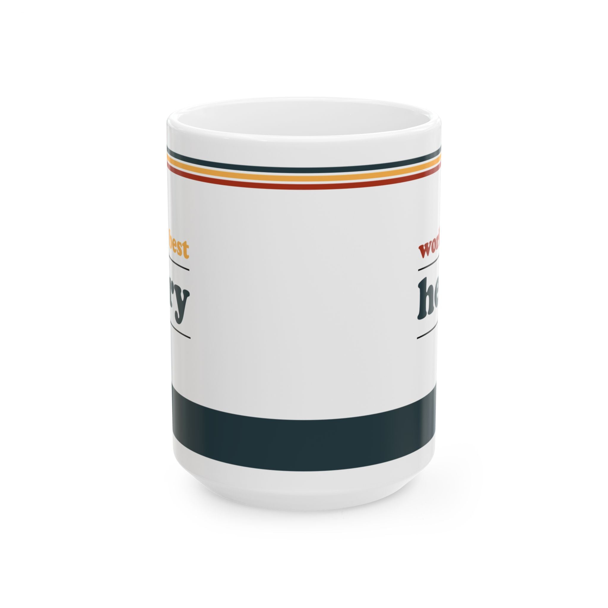 Retro Stripe Ceramic Mug – 'World's Best - Custom Name' Mug (11oz & 15oz) - 03