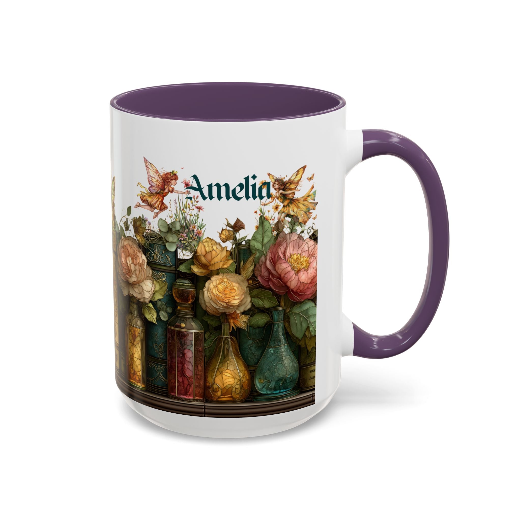 Personalized Floral Apothecary Ceramic Mug (11/15 oz) - 01