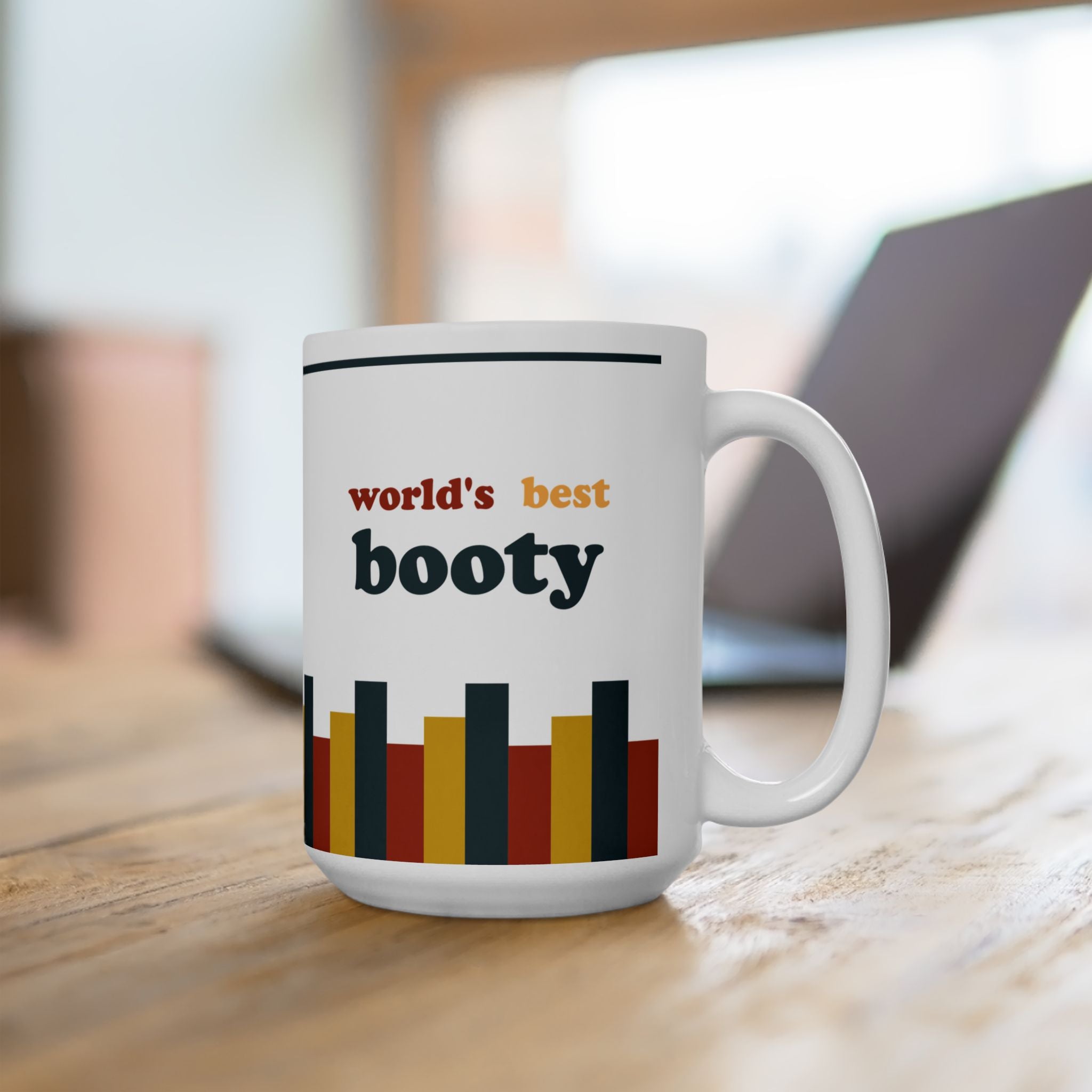 Retro Stripe Ceramic Mug – 'World's Best - Custom Name' Mug (11oz & 15oz) - 05
