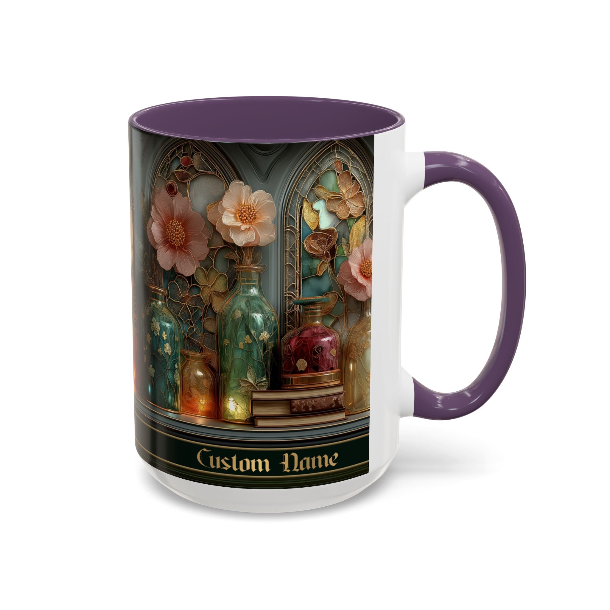 Personalized Floral Apothecary Ceramic Mug (11/15 oz) - 02