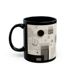 Modern Geometric Black Mug. Custom Name 11oz/15oz. 04