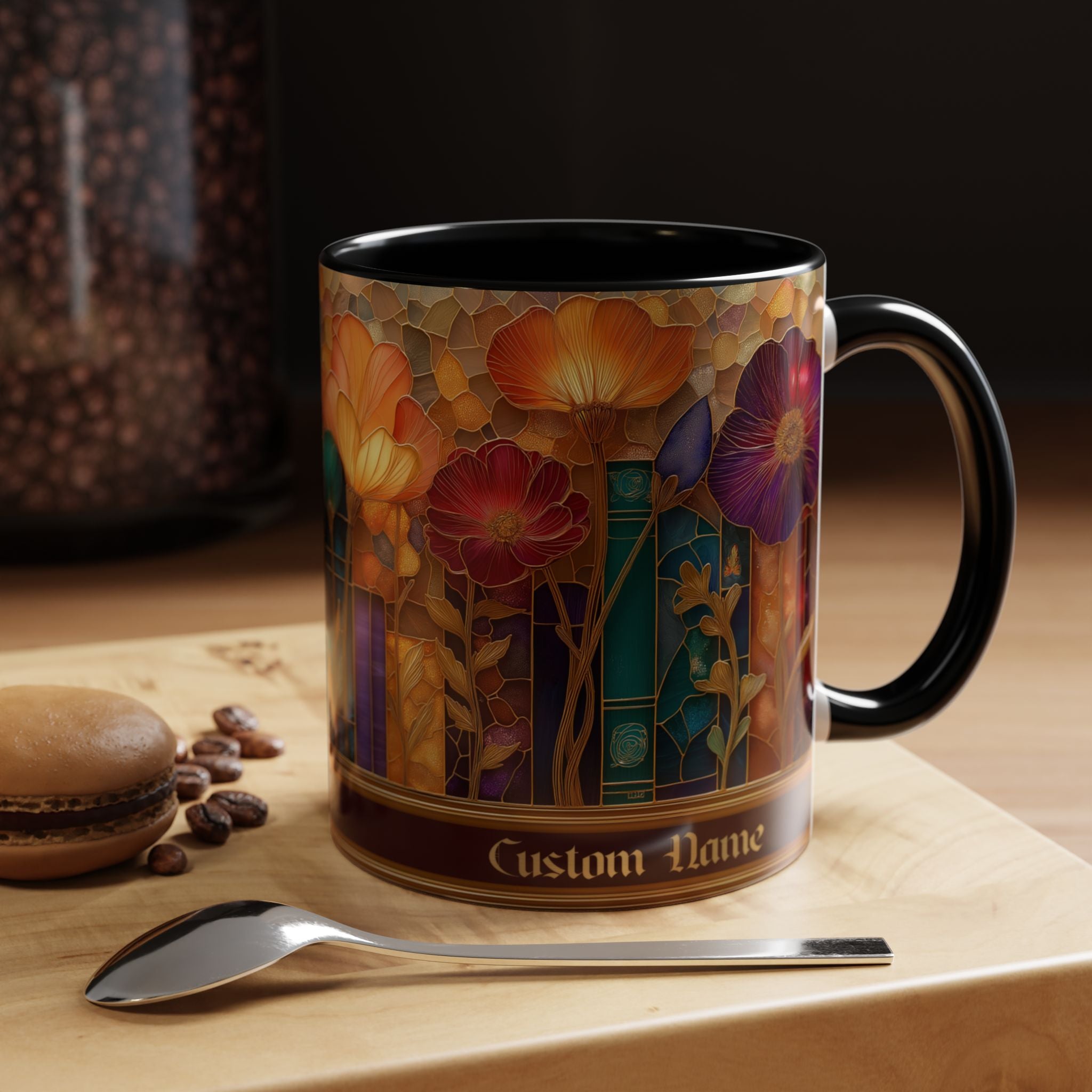 Personalized Floral Stained-Glass Ceramic Mug (11/15 oz) - 06